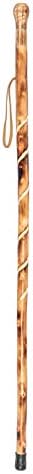 Big Ball Head Twisted Style Wooden Walking Stick for Hiking with Compass (Nature Color, 48 Inches, One Piece)