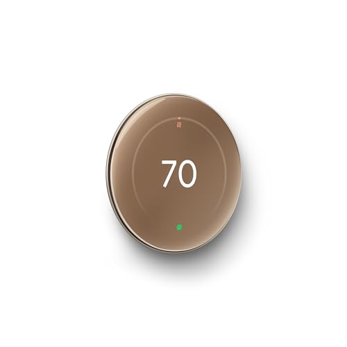 Google Nest Learning Thermostat (4th Gen, 2024) with Nest Temperature Sensor - Energy Saving Smart Thermostat - Compatible with Alexa, Apple HomeKit and Google Home App - Polished Gold