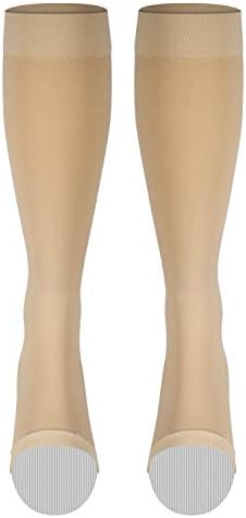 NuVein Medical Compression Stockings, 15-20 mmHg Support for Women & Men, Knee Length, Open Toe, Beige, X-Large
