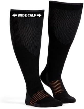 Copper Fit Energy Graduated Wide Calf Compression Socks for Men & Women â Easy On, Easy Off, For Circulation & Swelling Relief â Ideal for Travel, Nurses, Running, & Recovery