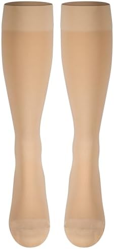 NuVein Medical Compression Stockings, 20-30 mmHg Support for Women & Men, Knee Length, Closed Toe, Beige, Medium