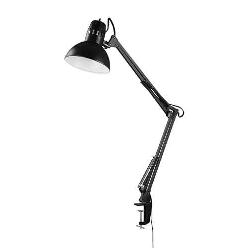 GLOBE Electric 12641 Architect 32" Swing-Arm Clamp-On Lamp, Black Architect, Finish, LED Bulb Included