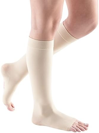 mediven Comfort for Women, 20-30 mmHg â Open Toe Leg Circulation, Calf High Compression Stockings for Women, Semi-Transparent Leg Support Compression Hosiery