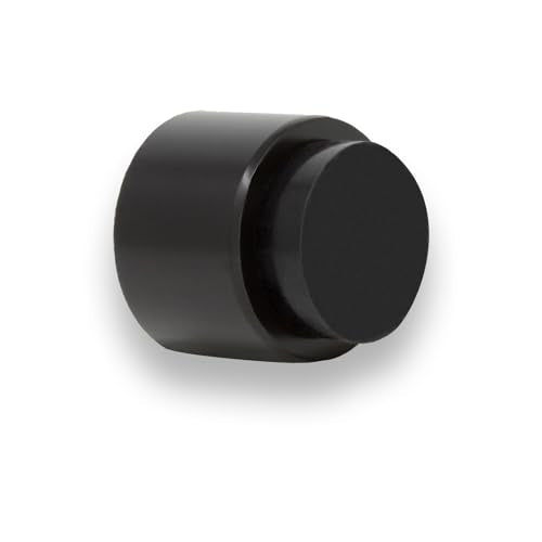 EVI Door Stoppers | Stainless Steel Door Handle Stopper - Adhesive and Screw Fastening - Protector Rubber - 1.1 x 1.1 Inch Black Door Stopper