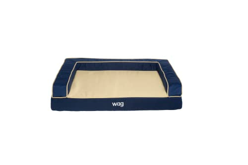 Wag Premium Pet Dog Bed | Multi Layer Construction with Cooling Energy Gel and Copper Infusion | Machine Washable Cover and Water Resistant Inner Liner | Extra Large, Ocean Blue