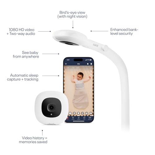 Nanit Essentials Smart Baby Monitor with Floor Stand – 1080p HD Wi-Fi Camera, Sleep Tracking, Two-Way Audio, Night Vision, Motion & Cry Notifications, White