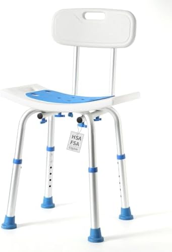 HSA FSA Shower Chair with Back, Shower Stool for Inside Shower, Shower Seat for Inside Tub, Bath Chair for Inside Bathtub for Elderly/Handicap