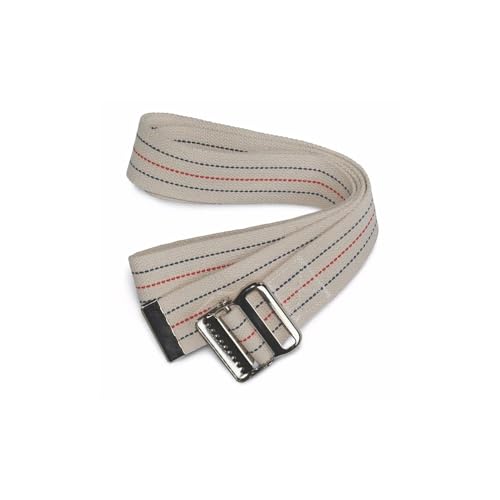 Sammons Preston Gait Belt with Metal Buckle, 2" Wide, 100"L, Heavy Duty Gait Transfer Belt, Patient Transfer, Essential Walking & Transport Assistant for Elderly, Disabled, & Patients, Neutral Stripe