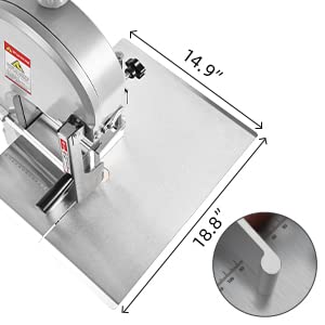 110v 1500W Electric Meat Bone Saw Machine for Home or Commerce Cattle Sheep Pig Fish Cut, 0.4-7.1 Inch Cutting Thickness, Table Size 18.8" x 14.9" With 5 Saw Blades