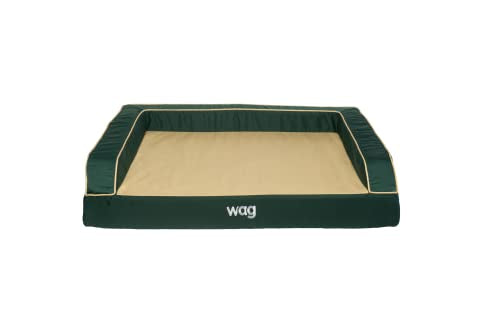 Wag Premium Pet Dog Bed | Multi Layer Construction with Cooling Energy Gel and Copper Infusion | Machine Washable Cover and Water Resistant Inner Liner | Large, Pine Green