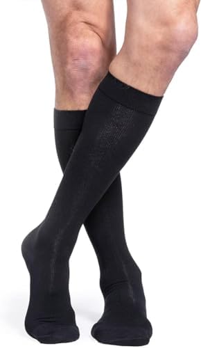 SIGVARIS Menâs Essential Cotton 230 Closed Toe Calf-High Socks 20-30mmHg