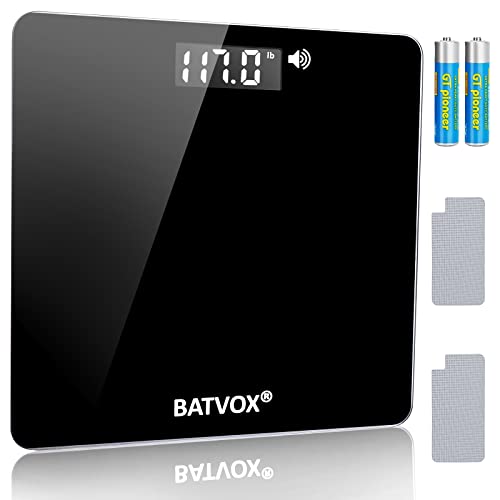 BATVOX Wide Talking Scales for Body Weight Accurate Digital Talking Bathroom Body Scaleï¼Large LCD Screenï¼400 lbï¼Auto On & Off for Elderly Or Visually Impaired, Includes Batteries