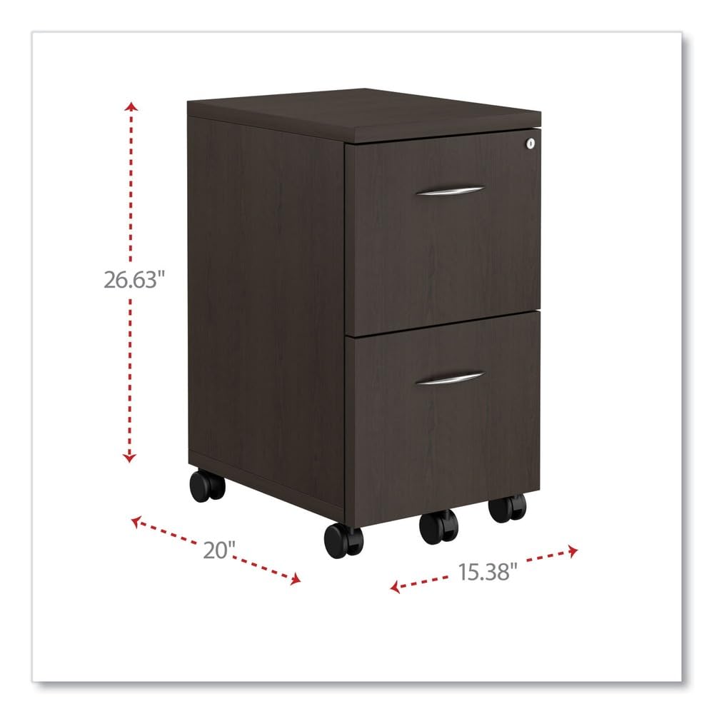 Alera SedinaAG Series Mobile File/File Pedestal, 15-3/8w x 20d x 26-5/8h, Espresso