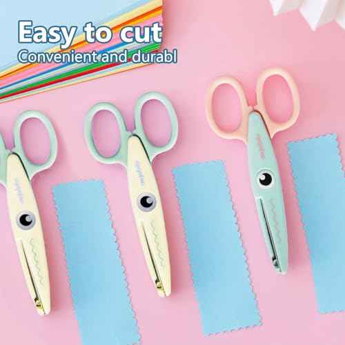 Decorative Pattern Edge Craft Scissors (2-Pack), Fancy Scissors, Suitable for Fun DIY Scrapbooking Crafting Projects for Kids Adults (Beige+blue)