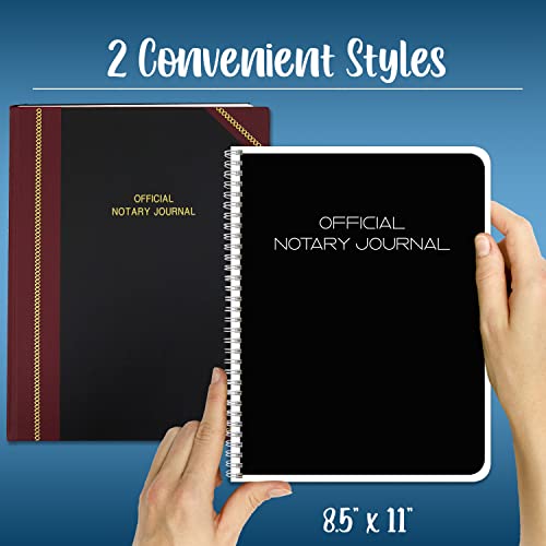 BookFactory Official Notary Journal/Log Book 336 Pages 8.5'' X 11'' 1,340 Entries All 50 States Journal of Notarial Acts, Black and Burgundy Cover, Hardbound, (Made in USA)