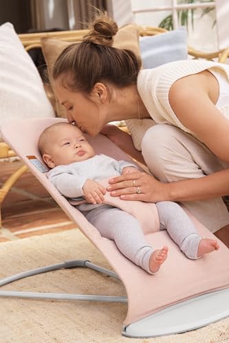 BabyBjörn Bouncer Bliss, Light Pink, Woven Melange | 2-in-1 Adjustable Baby Bouncer Seat and Toddler Chair, Newborn to Toddler (8-29 lbs), 4 Positions, Lightweight & Portable