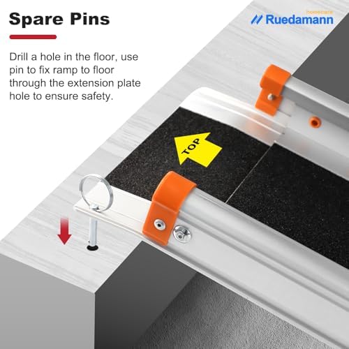 Ruedamann Portable Wheelchair Ramp, 8FT Adjustable Aluminum Ramp for Home, 600lbs Capacity,Telescoping Non-Skid Surface Wheel Chair Ramp for Home, Stairs, Steps