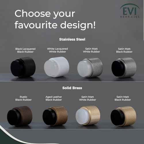 EVI Herrajes | Designer Wall Door Stop - Knurled Texture - 1.1" x 1.1" - Brass Leather Finished - Adhesive and Screw Fastening
