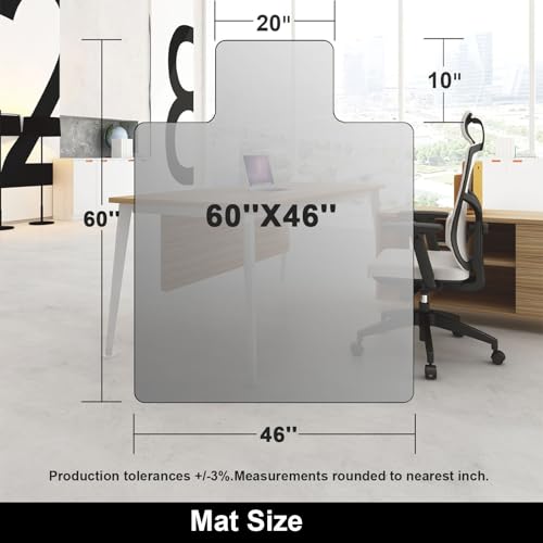 AiBOB Chair Mat for Low Pile Carpet Floors, Flat Without Curling, 60 X 46 in, Office Carpeted Floor Mats for Computer Chairs Desk