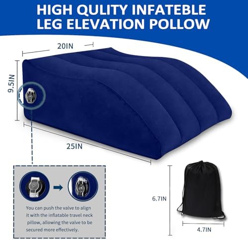 Inflatable Leg Pillow for After Surgery โ Leg Elevation Pillow for Side Sleeping,Swelling & Circulation,Portable Wedge Pillow for Leg Support,Travel,Recovery,Knee Surgery,Back Pain & Everyday Comfort