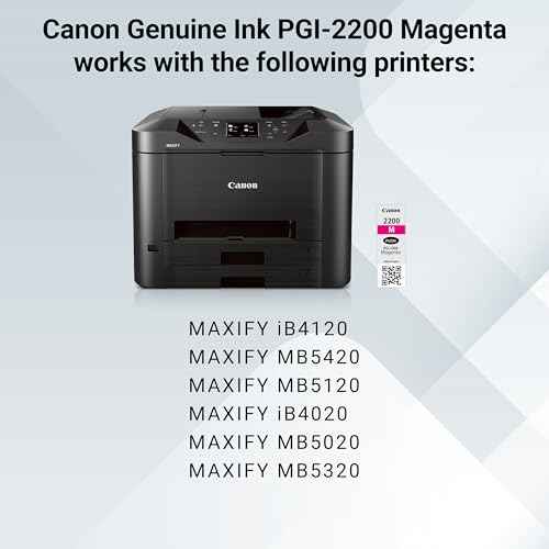 Canon PGI-2200 Genuine Magenta Ink Tank, Compatible with IB4120, MB5420, MB5120, IB4020, MB5020, and MB5320 Printers