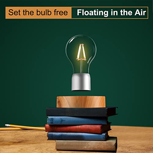 Magnetic Levitating Light Bulb Lamp, 360 Degree Rotating Floating Bulb Desk Lamp, Magnetic Levitation Bulb Night Lights, Cool Gifts, Room Office Decorative Lamp (Yellow)