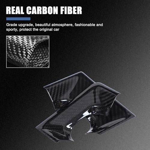 Suetlcoity for Hummer EV Accessories Gear Shift Knob Panel Frame Trim Compatible with Hummer EV SUV Pickup 2022-2024-2025 Center Consoles Gear Shift Knob Base Panel Cover Genuine Carbon Fiber Trim