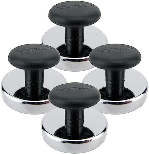 Master Magnetics Round Base Magnets with Knob Chrome | 16 Pound Pull | 1.43 Inch Diameter | Non-Scratch Liner | Pack of 48