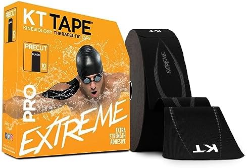 KT Tape PRO Extreme, Synthetic Jumbo Kinesiology Athletic Tape, 150 Count, 10â Precut Strips, Black