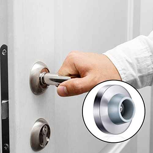 Pangda Concave Wall Door Bumper Stop Silver Stainless Steel Wall Door Bumper with 1-1/8 Inch Gray Round Rubber Protector Stops(Silver,30 Pieces)