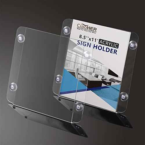 CiaoHER Acrylic Sign Holder 8.5 x 11, Clear Acrylic Frames Glass Window Wall Mount Advertising Signage Sign Holder with 4 Suction Cups for Mall, Office, Home, Restaurant, Vertical £¨6 Pack£©