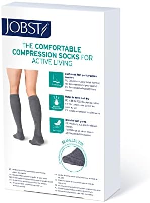 JOBST Activewear 20-30 mmHg Knee High Compression Socks, Small, Cool White