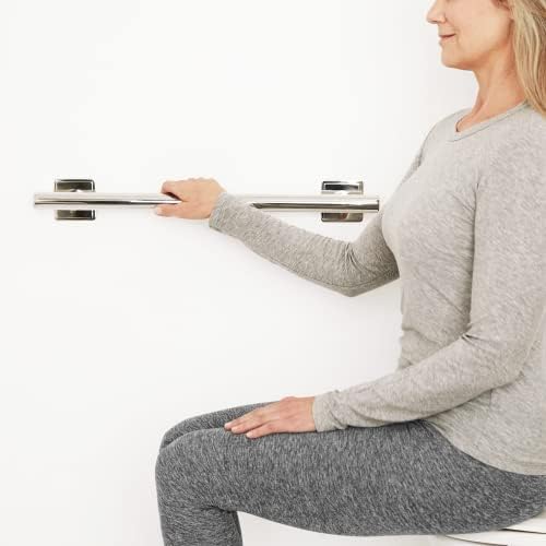 36-inch Coronado Designer Straight Bathroom Shower Grab Bar with Decorative Square Flanges, Satin
