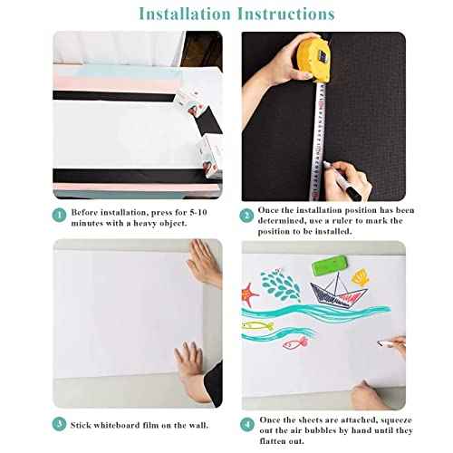 Magnetic Dry Erase Whiteboard Sticker, 24" x 39" Stick on Whiteboard for Wall, Dry Erase Board Peel and Stick for Kids, Office, Home, with Marker, Eraser and Magnets (Adhesive Backing)