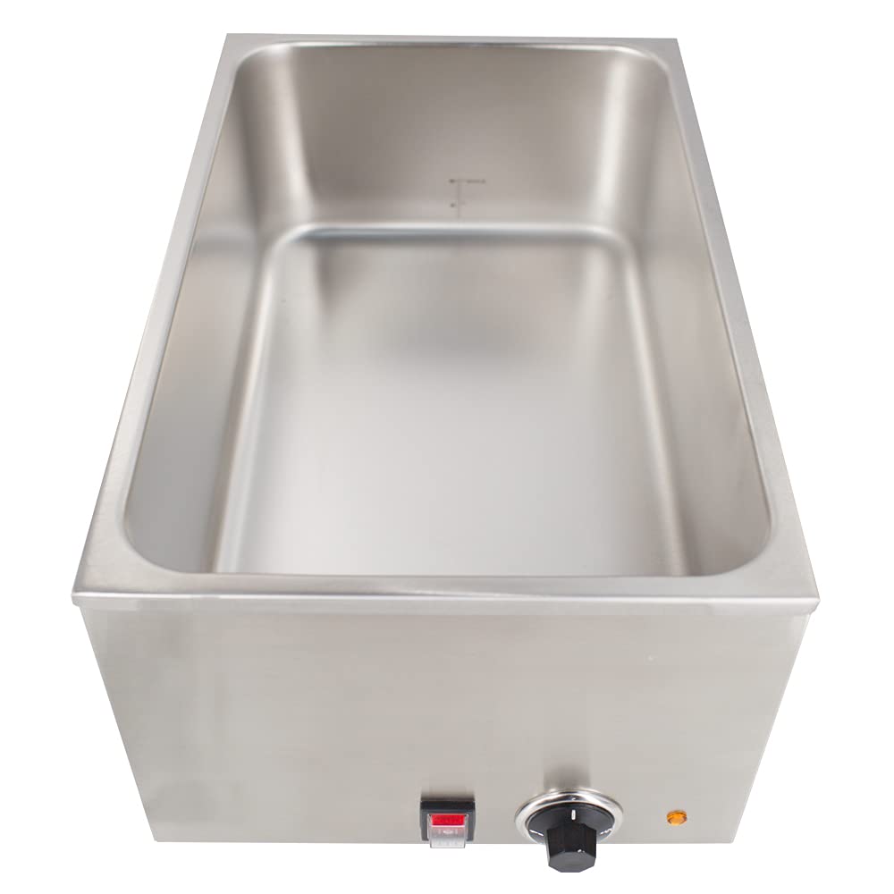 CMI Commercial Food Warmer,Electric Soup Warmer,20" x 12" Size, Stainless Steel Bain Marie, Buffet Food Warmer Steam Table for Catering and Restaurants,120V, 1200W