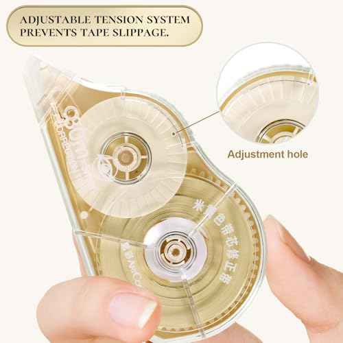 100 Feet Long Beige Correction Tape, Smooth Glide, No Residue, Quick Dry, Perfect for School, Office Supplies, Crafting, Note Taking, Journaling (2 Pack)