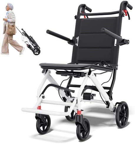Super Lightweight Transport Wheelchair. Easy to Travel, Locking Hand Brakes, User-Friendly, Folding, Portable. for Adults or Child (up to 220lbs) â¦
