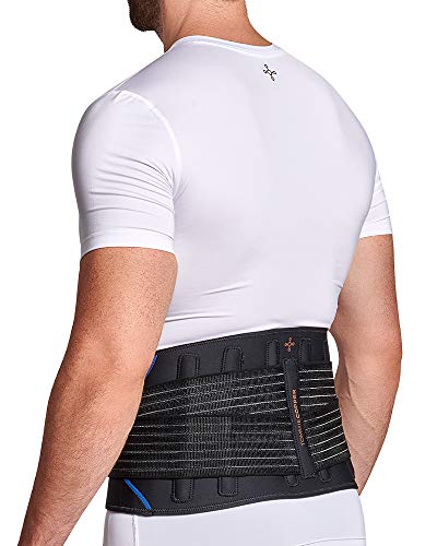 Tommie Copper Pro-Grade Adjustable Support Back Brace and Posture Corrector, Breathable Flex Stability Straps for Lumbar Support, Posture & Muscle Support - Unisex, Black -Small/Medium