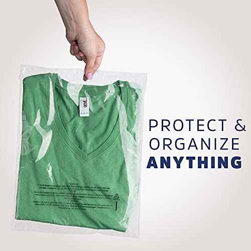 GPI - Pack of 500 12" X 15" Clear Self Seal Poly Bags, 1.5 Mil - Resealable Polybags with Adhesive Strip & Suffocation Warning for Packaging T Shirts Clothing. Perfect for Shipping Supplies with FBA