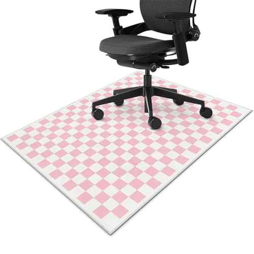 Office Chair Mat for Hardwood Floor Pink Checkered 36"x48" Computer Gaming Chair Mat Anti-Slip Office Rugs Floor Protector for Rolling Chairs Under Desk Rug for Home Office