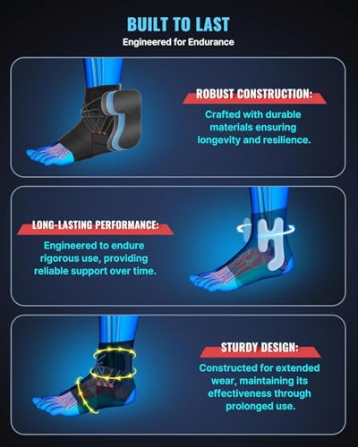Fit Geno Ankle Brace for Sprained Ankles - Adjustable Breathable Support with Quick-Release Straps for Pain Relief and Swelling Reduction for Men and Women (Right M/L, Ankle size 9''-9.8'')