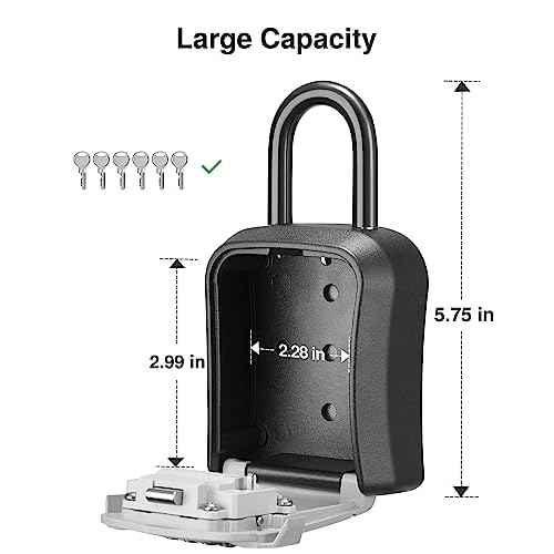 Puroma Lock Box, Key Lock Box Wall Mount & Portable Combination Lockbox with Resettable Code, Security Lockbox for Outside House Keys, Apartment Realtors Spare Keys Storage (4 Pack, Gray)