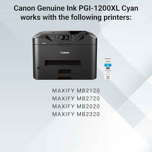 Canon PGI-1200XL Genuine Cyan Ink Tank, Compatible with MB2120, MB2720, B2020, and MB2320 (Optional) Printers