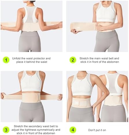 Ultra Thin Back Brace for Lower Back, Breathable Lightweight Back Brace for Women & Men, Adjustable Back Support Brace for Lower Back Pain Relief, Sciatica, Scoliosis, Herniated Disc (Beige, Large)