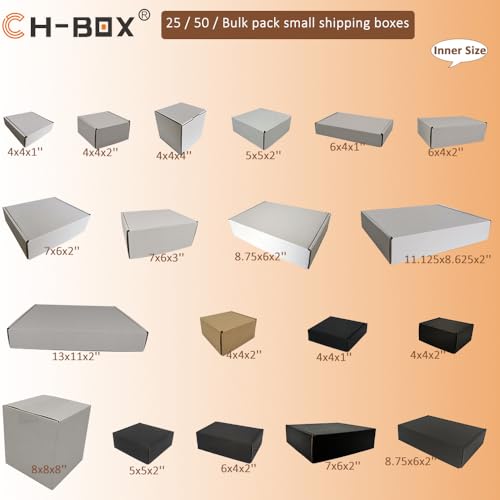 50 Pack 7x6x2'' Small Shipping Boxes, Corrugated Cardboard Mailers for Business, White (CM762)