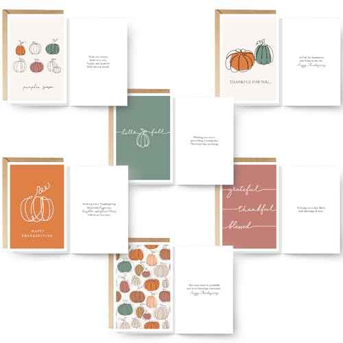 easykart labels 18 Happy Thanksgiving Cards Assortment, 6.75" x 4.5" with Envelope for Family Friends Kids Adults Clients Teachers Customers