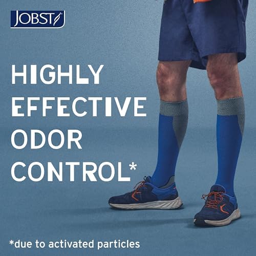 BSN Medical 7529012 JOBST Sock, Knee High, 20-30 mmHg, Closed Toe, Large, Blue/Grey