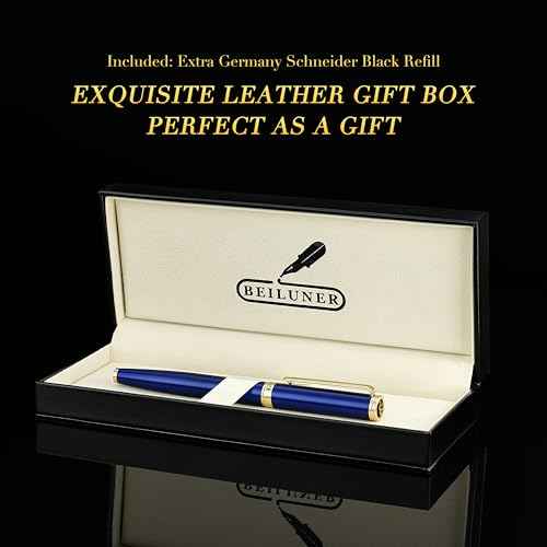 BEILUNER Luxury Rollerball Pen,24K Gold Trim,Noble and Elegant Designs,Schneider Ink Refill, Best Roller Ball Pen Gift Set for Men & Women, Professional, Executive Office, Nice Pens
