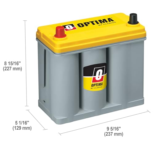 OPTIMA® Batteries High Performance D51 YELLOWTOP® Dual Purpose Sealed AGM Car, Truck and SUV Battery, 450 CCA, Maintenance Free, Versatile Mounting