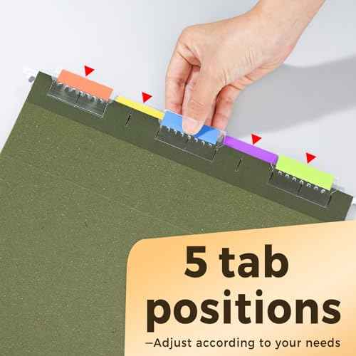 SUNEE Hanging File Folders, 75 Pack Reinforced Hang Folders Letter Size, Adjustable 1/5-Cut Tabs, Designed for Bulky Files, Filing Cabinet, Standard Green